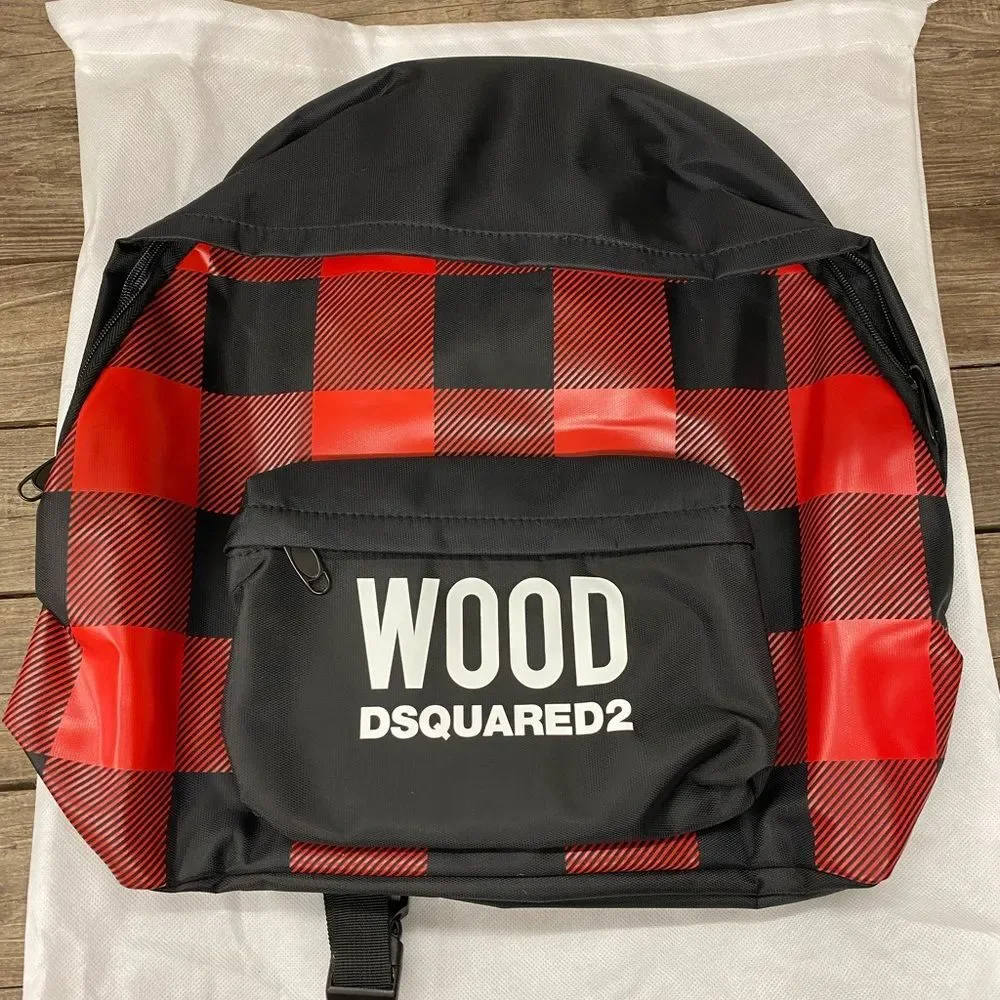 WOOD Dsquared2 Buffalo Plaid Backpack NEW with Dust Bag